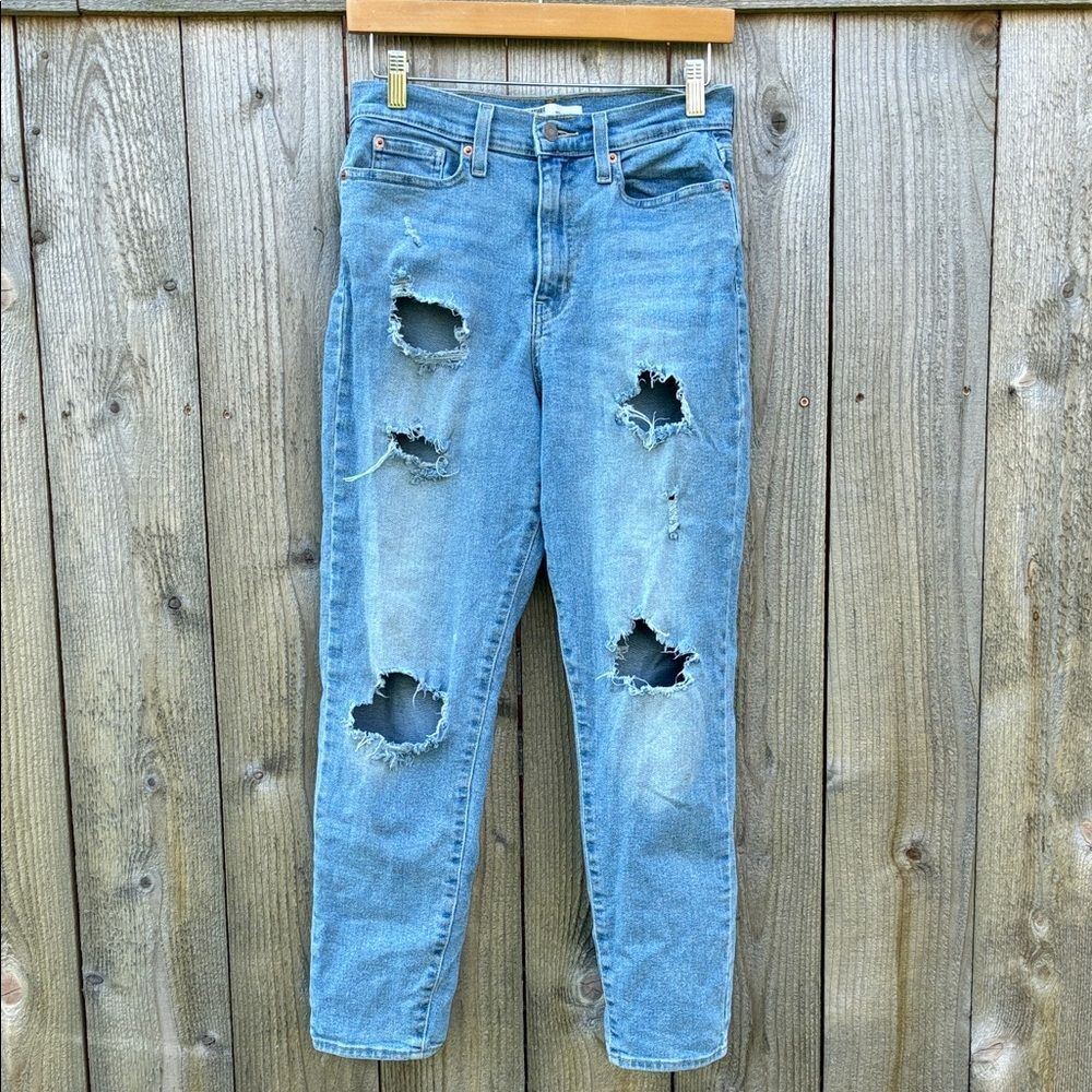 Signature by Levi Strauss Light Blue Distressed Mom Jeans
